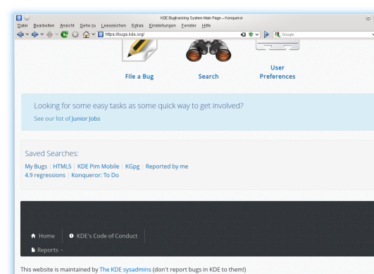Previous look of bugs.kde.org in KHTML
